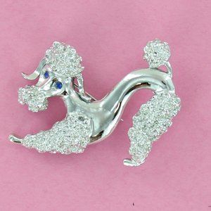 Vintage Gerrys Poodle Pin Brooch with Blue Eyes